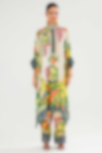 Ivory-Yellow Silk Tunic by Rajdeep Ranawat at Pernia's Pop Up Shop