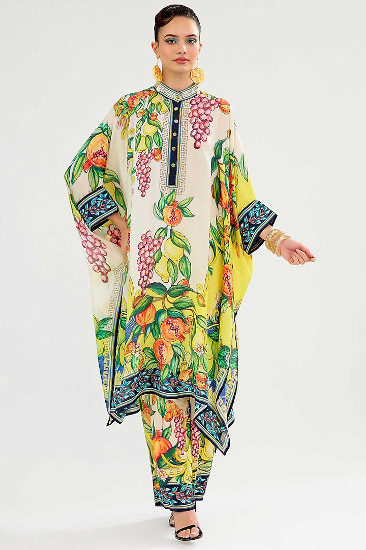 Ivory-Yellow Silk Tunic by Rajdeep Ranawat at Pernia's Pop Up Shop
