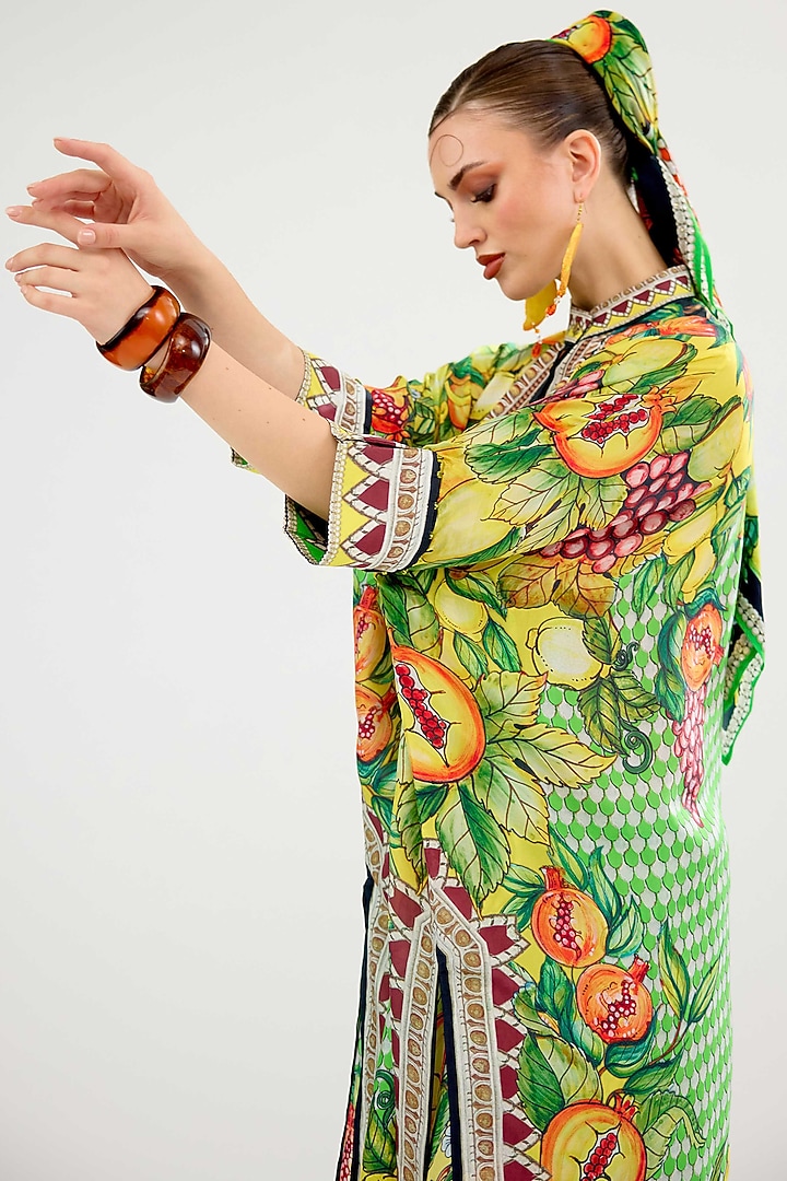 Lime Silk Tunic by Rajdeep Ranawat at Pernia's Pop Up Shop