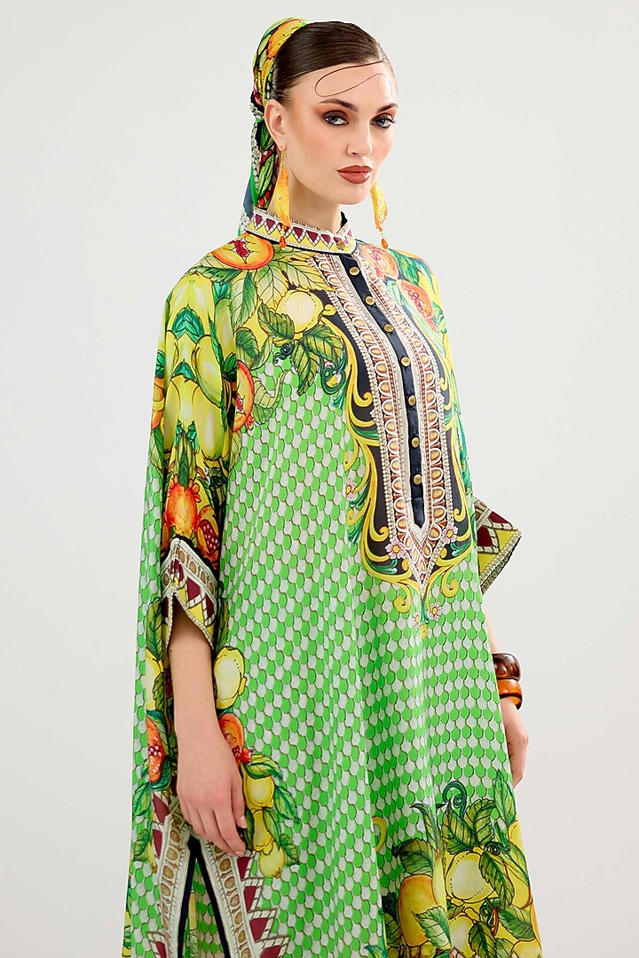 Lime Silk Tunic by Rajdeep Ranawat at Pernia's Pop Up Shop