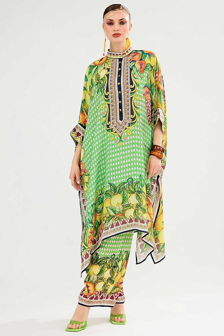Lime Modal Satin Pants by Rajdeep Ranawat at Pernia's Pop Up Shop