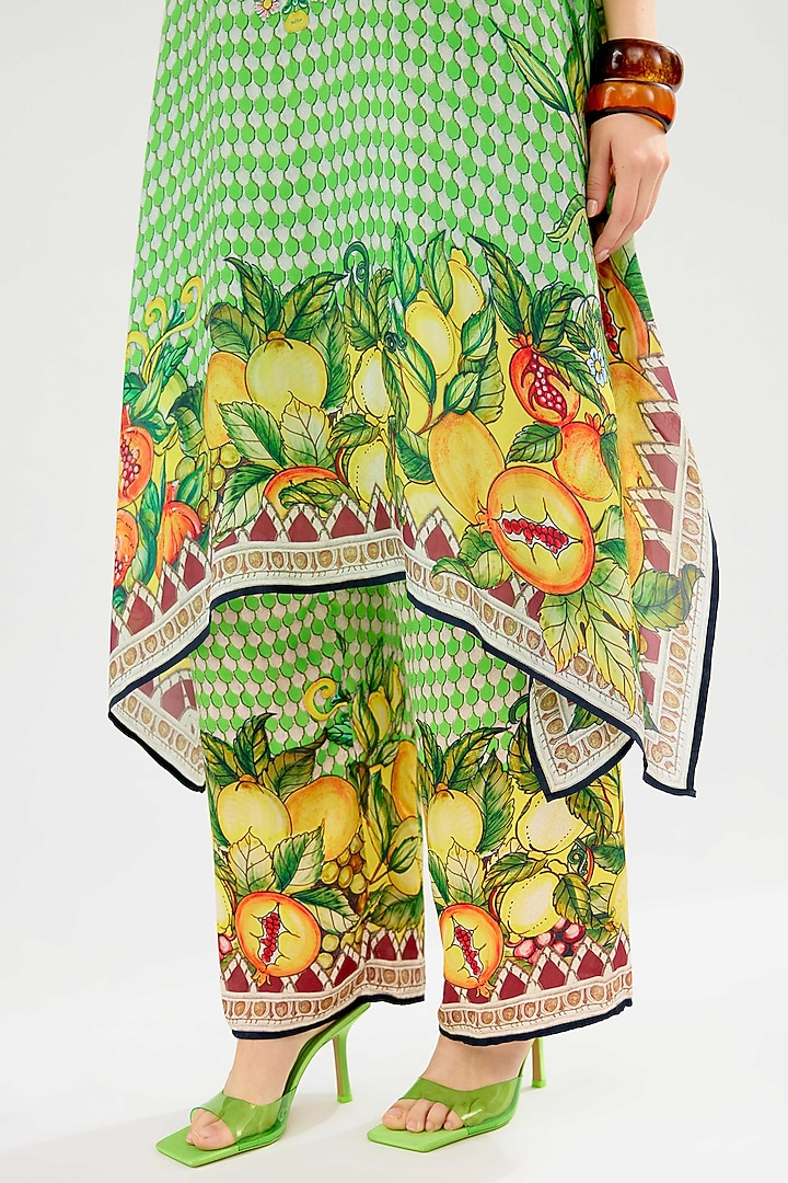 Lime Modal Satin Pants by Rajdeep Ranawat at Pernia's Pop Up Shop