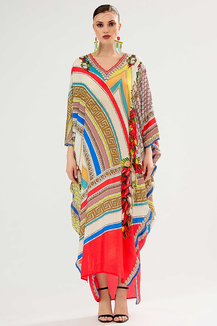 Multi-Colored Silk Printed Kaftan by Rajdeep Ranawat at Pernia's Pop Up Shop
