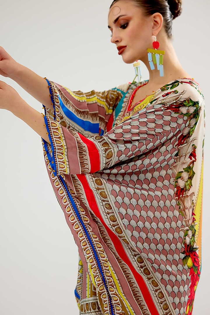 Multi-Colored Silk Printed Kaftan by Rajdeep Ranawat at Pernia's Pop Up Shop