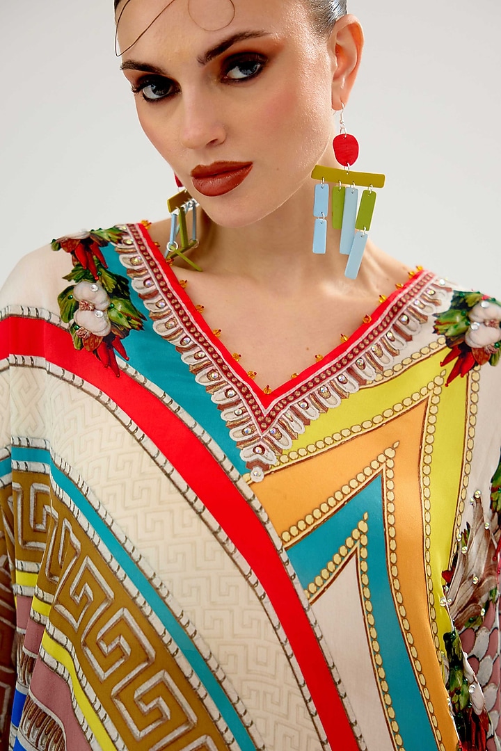Multi-Colored Silk Printed Kaftan by Rajdeep Ranawat at Pernia's Pop Up Shop