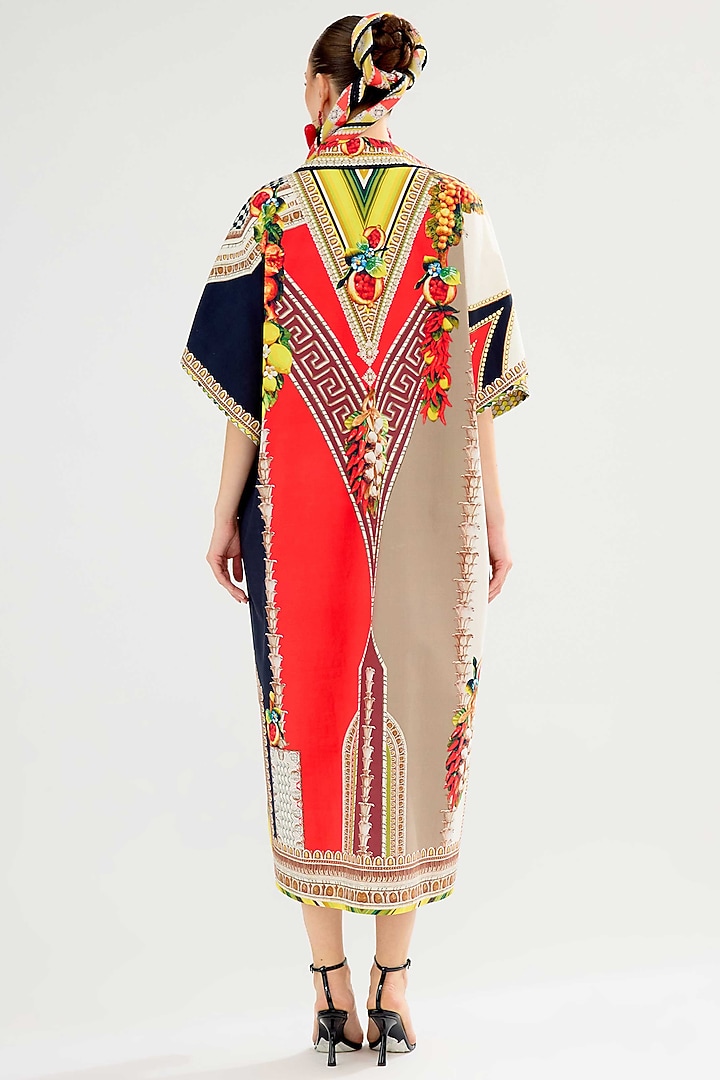 Multi-Colored Cotton Poplin Block Printed Kaftan by Rajdeep Ranawat at Pernia's Pop Up Shop
