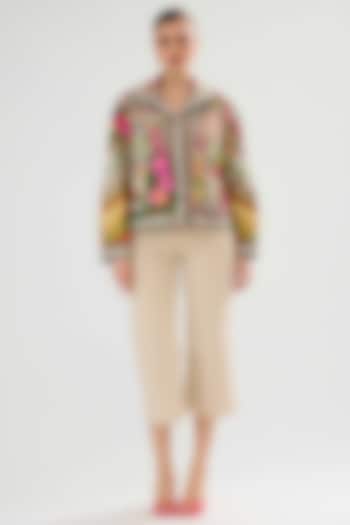 Multi-Colored Cotton Poplin Printed & Embroidered Jacket by Rajdeep Ranawat at Pernia's Pop Up Shop