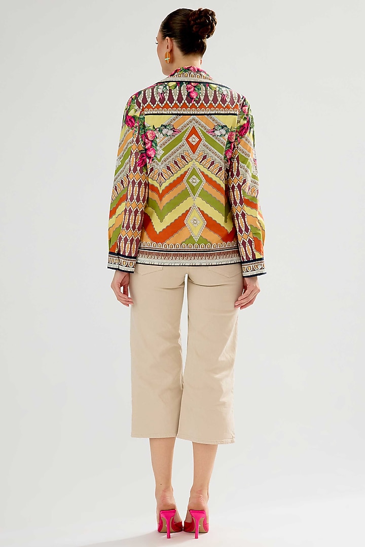 Multi-Colored Cotton Poplin Printed & Embroidered Jacket by Rajdeep Ranawat at Pernia's Pop Up Shop