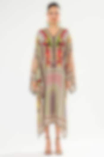 Multi-Colored Silk Block Printed Kaftan by Rajdeep Ranawat at Pernia's Pop Up Shop