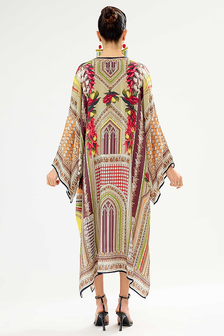 Multi-Colored Silk Block Printed Kaftan by Rajdeep Ranawat at Pernia's Pop Up Shop