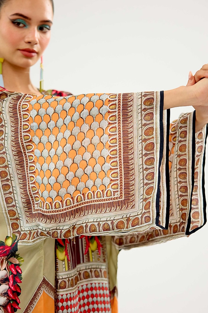 Multi-Colored Silk Block Printed Kaftan by Rajdeep Ranawat at Pernia's Pop Up Shop