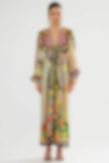 Multi-Colored Silk Printed Maxi Cocktail Dress by Rajdeep Ranawat at Pernia's Pop Up Shop