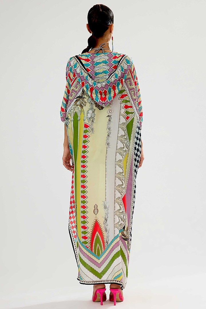 Multi-Colored Silk Block Printed Kaftan by Rajdeep Ranawat at Pernia's Pop Up Shop