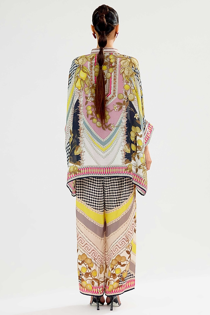 Ivory & Blush Modal Satin Printed Pants by Rajdeep Ranawat at Pernia's Pop Up Shop