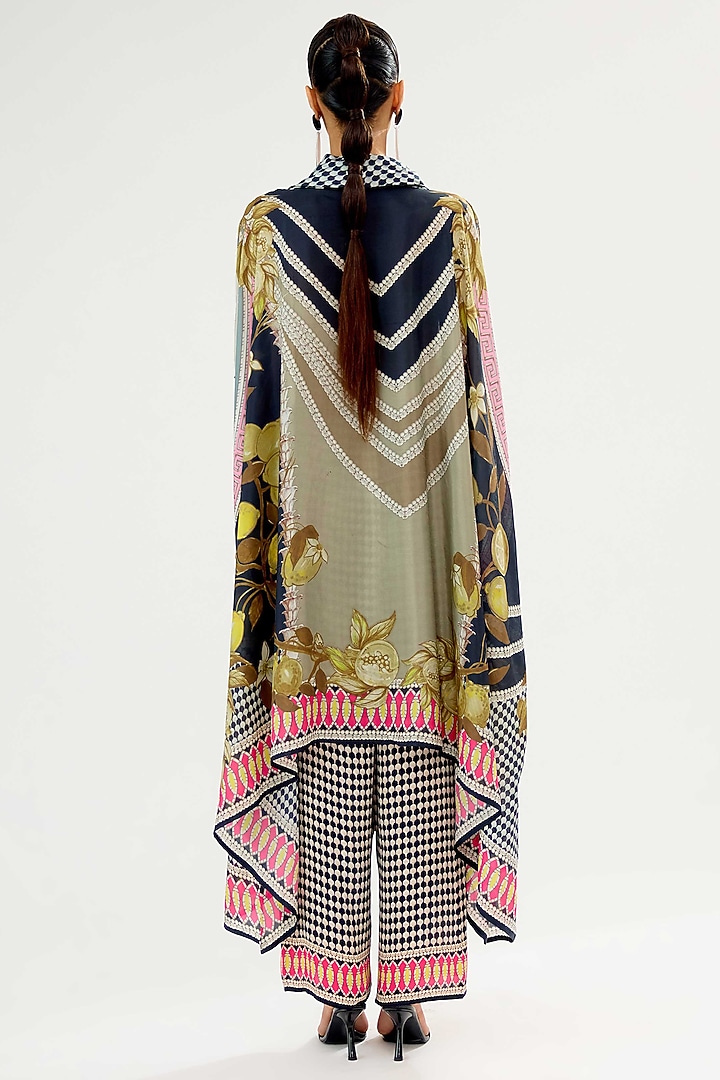 Fuchsia & Taupe Modal Satin Printed Pants by Rajdeep Ranawat at Pernia's Pop Up Shop