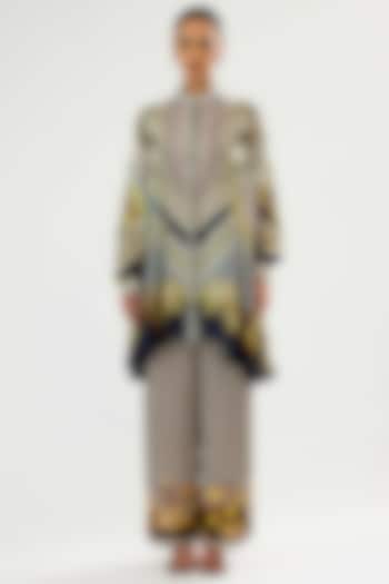 Black & Blush Modal Satin Printed Pants by Rajdeep Ranawat at Pernia's Pop Up Shop