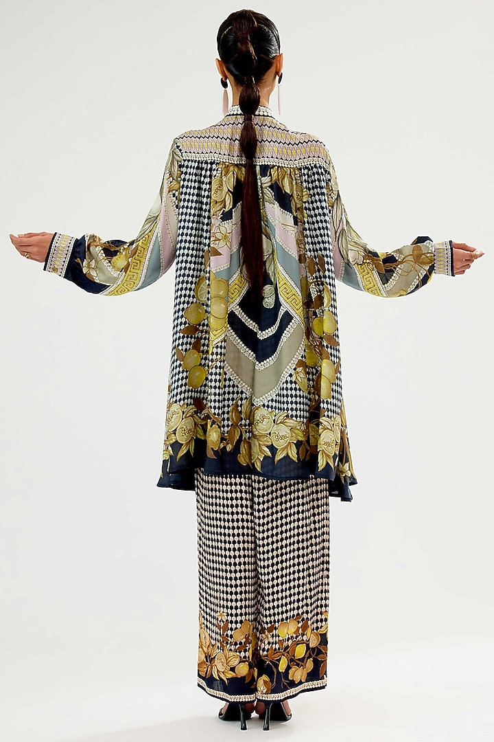Black & Blush Modal Satin Printed Pants by Rajdeep Ranawat at Pernia's Pop Up Shop