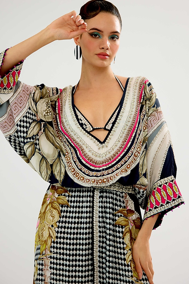 Fuchsia & Black Poly Lycra Printed Bikini Top by Rajdeep Ranawat at Pernia's Pop Up Shop