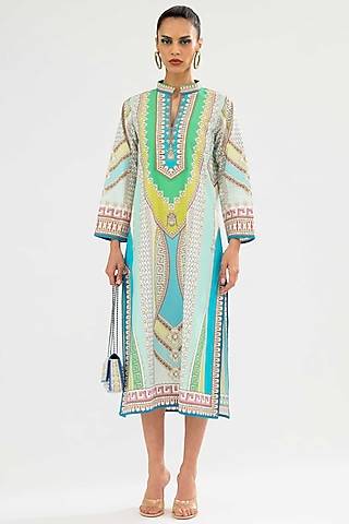 Multi-Colored Cotton Poplin Printed Tunic by Rajdeep Ranawat