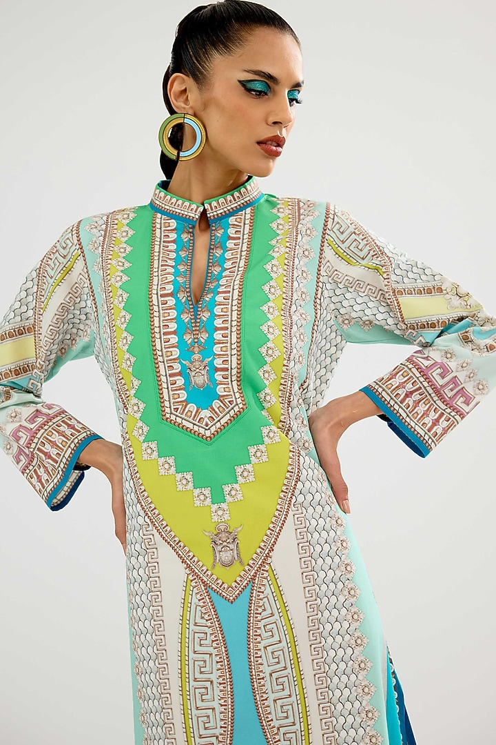 Multi-Colored Cotton Poplin Printed Tunic by Rajdeep Ranawat at Pernia's Pop Up Shop