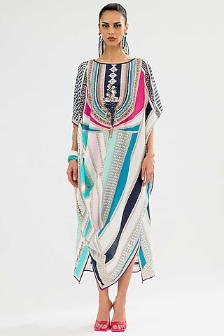 Multi-Colored Bemberg Crepe Printed Dress by Rajdeep Ranawat