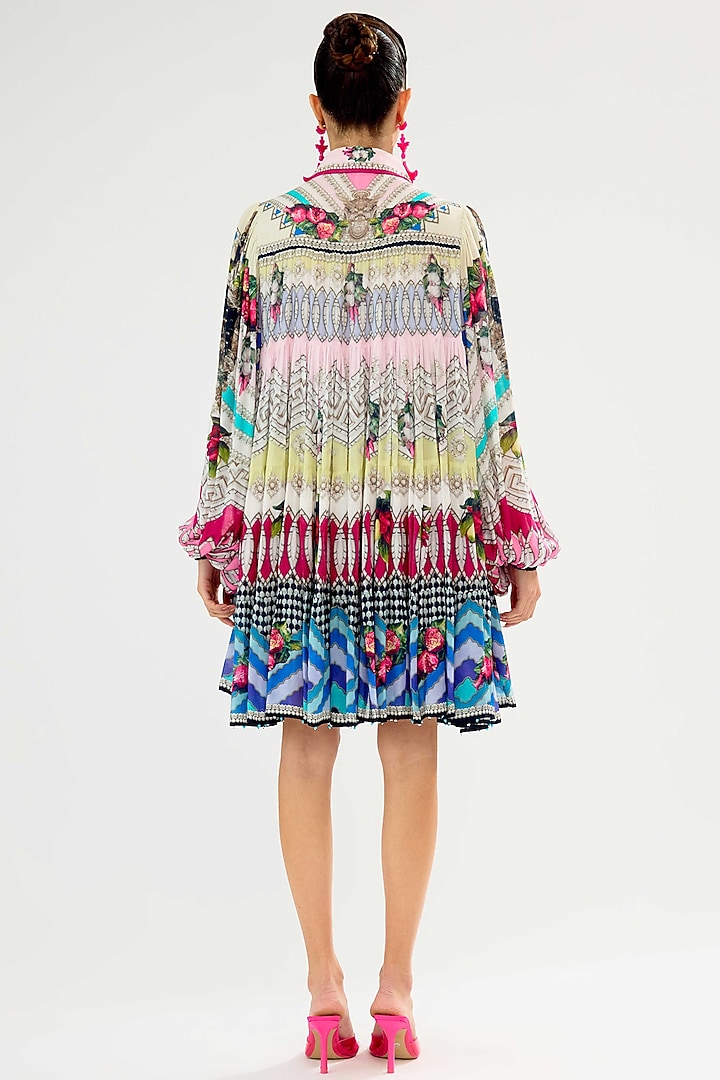 Multi-Colored Cotton Poplin Printed Mini Cocktail Dress by Rajdeep Ranawat at Pernia's Pop Up Shop