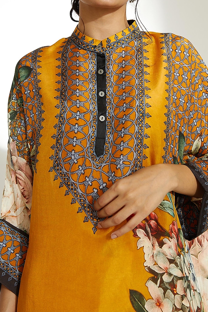 Mustard Silk Poncho Tunic by Rajdeep Ranawat at Pernia's Pop Up Shop