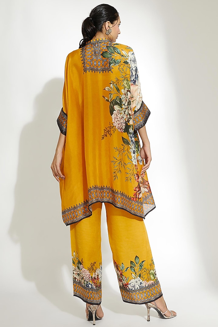 Mustard Poncho Tunic In Silk by Rajdeep Ranawat at Pernia's Pop Up Shop