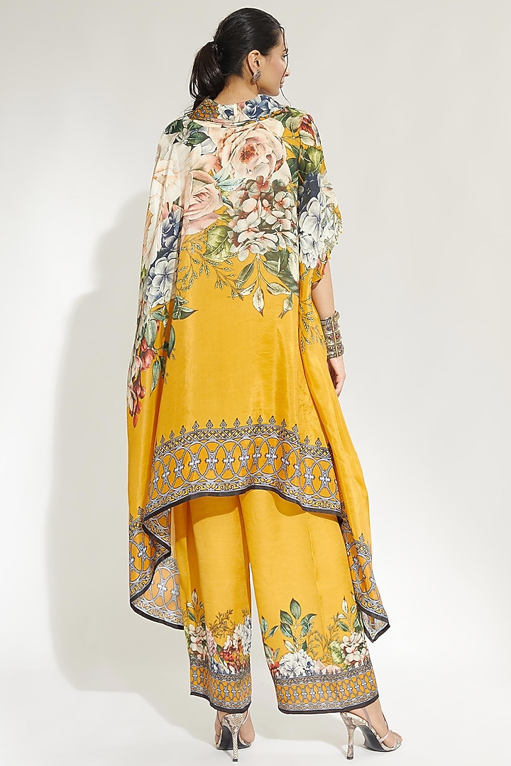 Mustard Silk Draped Tunic by Rajdeep Ranawat at Pernia's Pop Up Shop