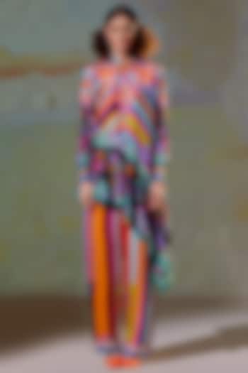 Multi-Colored Printed Shirt Dress by Rajdeep Ranawat