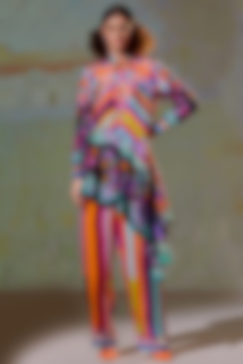 Multi-Colored Printed Pant Set by Rajdeep Ranawat