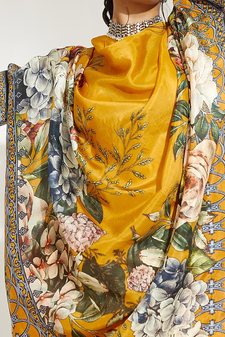 Mustard Silk Kaftan Tunic by Rajdeep Ranawat at Pernia's Pop Up Shop