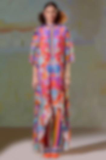 Multi-Colored Printed Flared Dress by Rajdeep Ranawat
