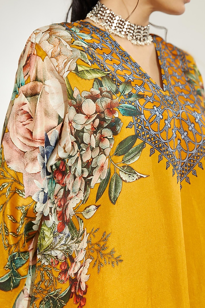 Mustard Silk High-Low Tunic by Rajdeep Ranawat at Pernia's Pop Up Shop