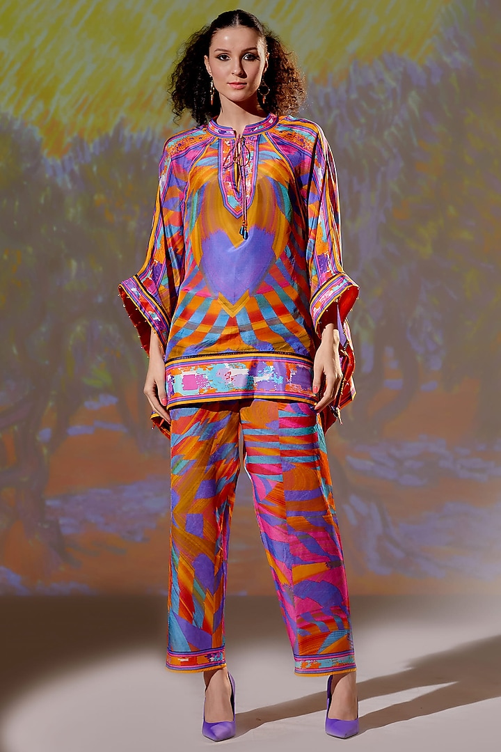 Multi-Colored Silk Poncho Top by Rajdeep Ranawat at Pernia's Pop Up Shop