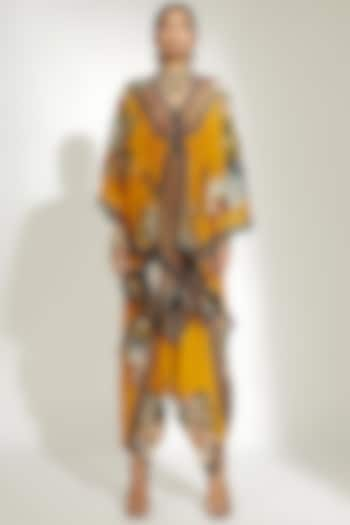 Mustard Printed Cape by Rajdeep Ranawat at Pernia's Pop Up Shop