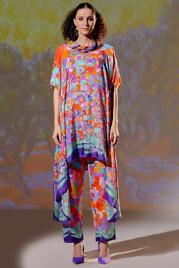 Multi-Colored Printed Draped Tunic by Rajdeep Ranawat