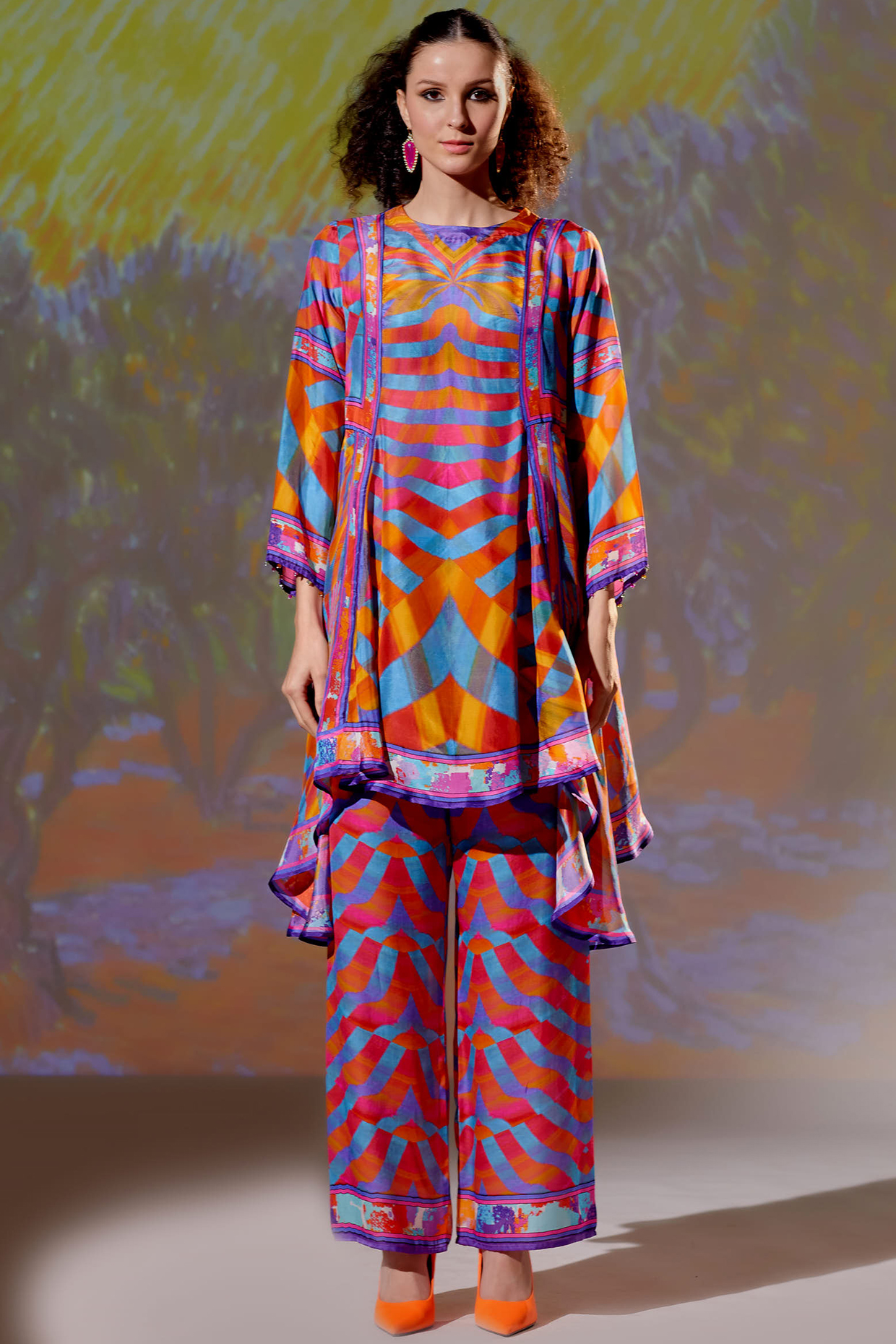 Multi-Colored Flared Shirt Tunic Set by Rajdeep Ranawat at Pernia's Pop Up Shop