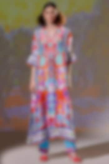 Multi-Colored Kimono Tunic Set With Print by Rajdeep Ranawat