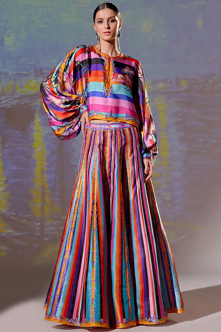 Multi-Colored Striped Skirt Set by Rajdeep Ranawat at Pernia's Pop Up Shop