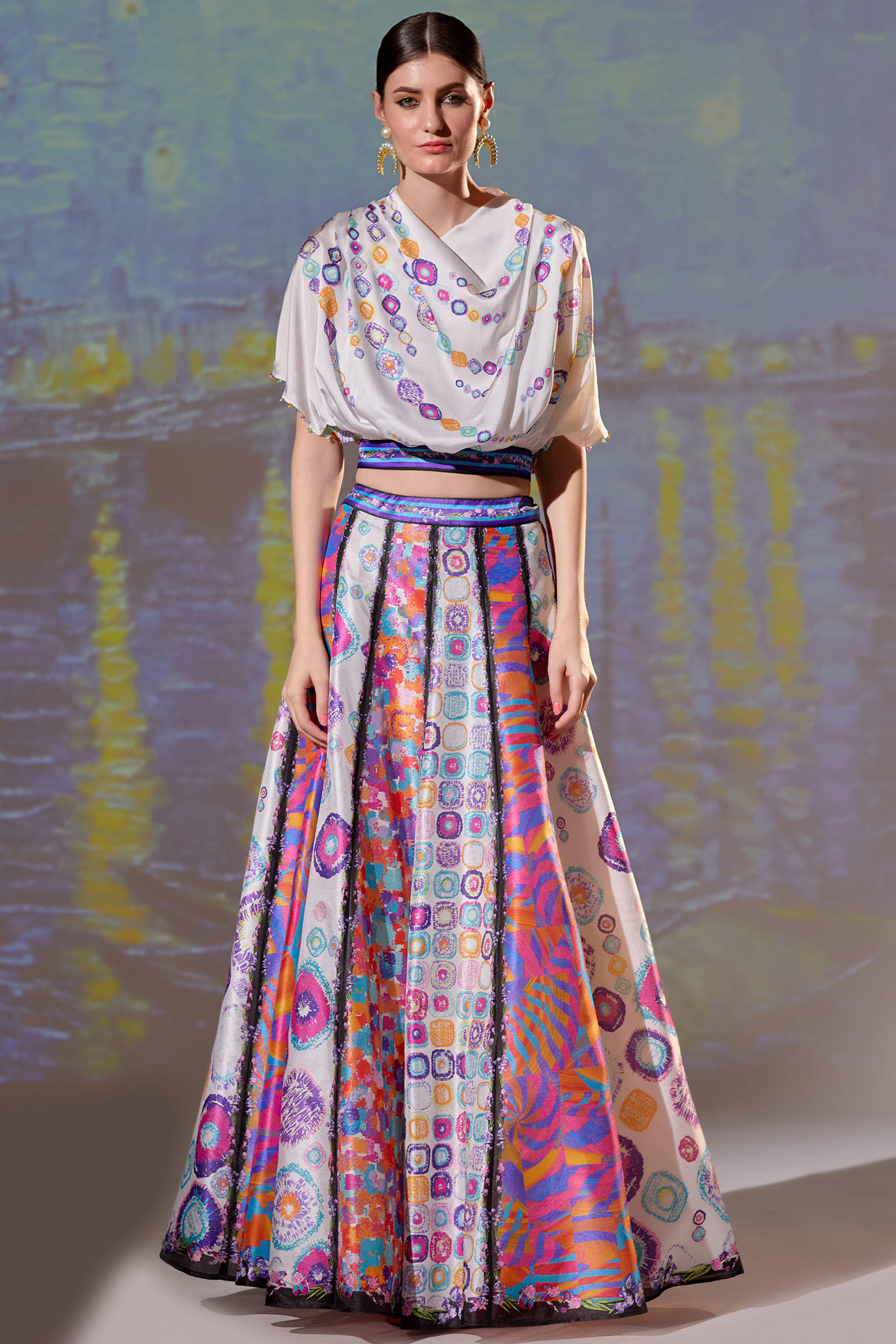 Multi-Colored Skirt Set With Print by Rajdeep Ranawat at Pernia's Pop Up Shop
