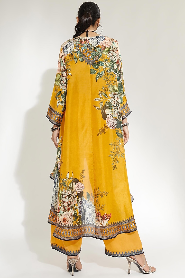 Mustard Satin Palazzo Pants by Rajdeep Ranawat at Pernia's Pop Up Shop