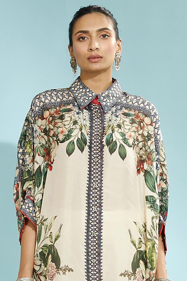 Beige Silk Shirt by Rajdeep Ranawat at Pernia's Pop Up Shop