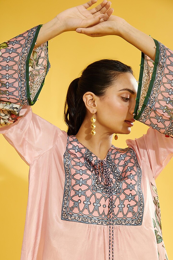 Blush Pink Silk Boho Top by Rajdeep Ranawat at Pernia's Pop Up Shop