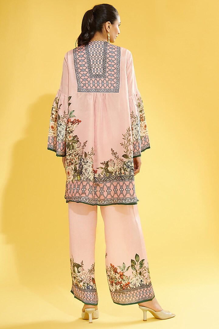 Blush Pink Printed Palazzo Pants by Rajdeep Ranawat at Pernia's Pop Up Shop