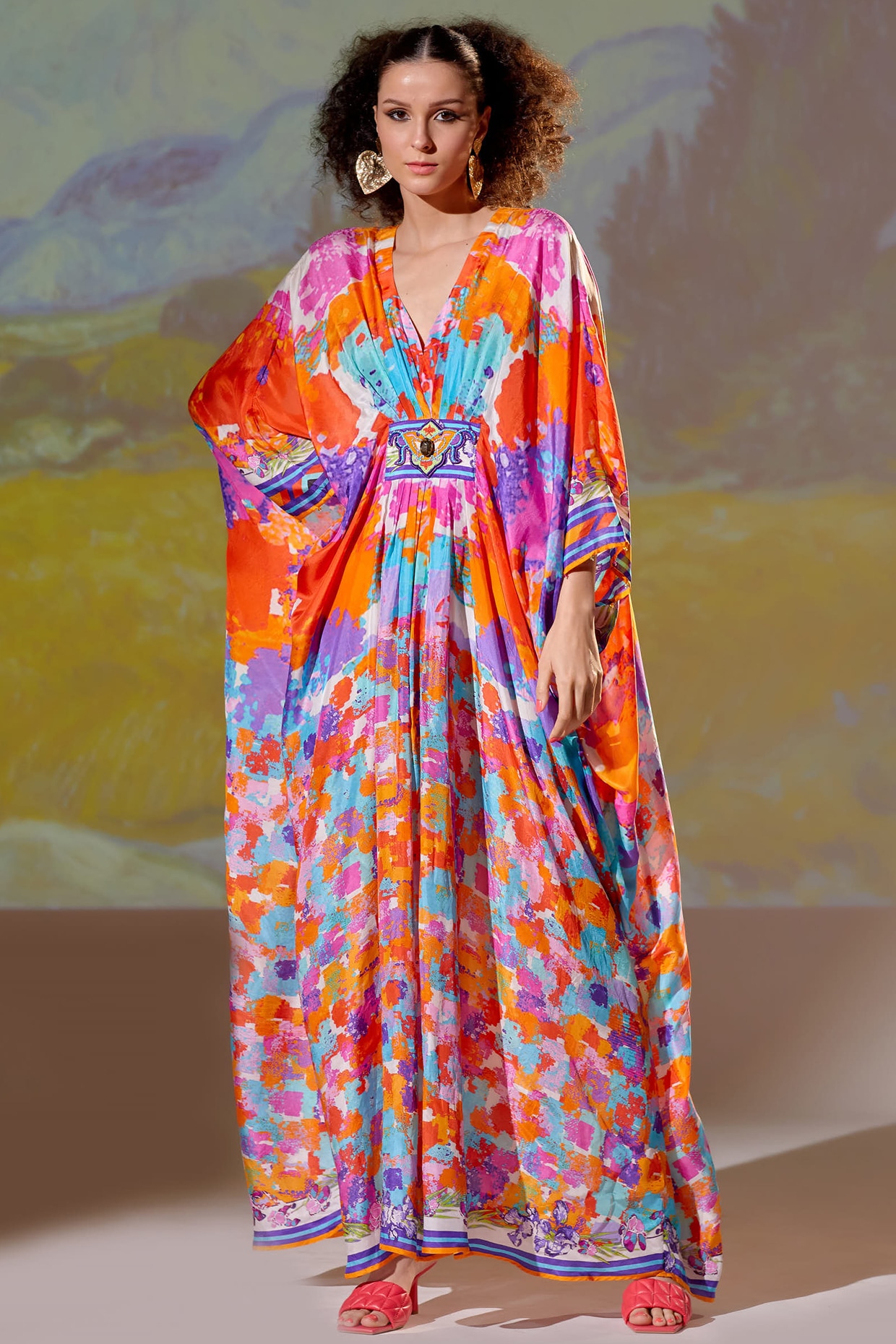 Phulwari Chiffon Caftan Dress online in USA | Free Shipping , Easy Returns  - Fledgling Wings | Kaftan style, Kaftan style dresses, Chiffon caftan