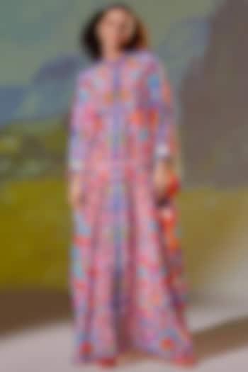 Multi-Colored Silk Boxy Kaftan Tunic by Rajdeep Ranawat