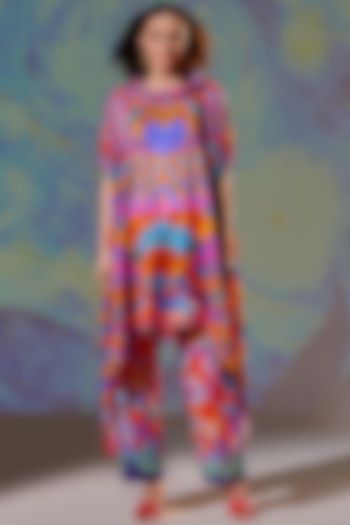 Multi-Colored Draped Tunic With Print by Rajdeep Ranawat