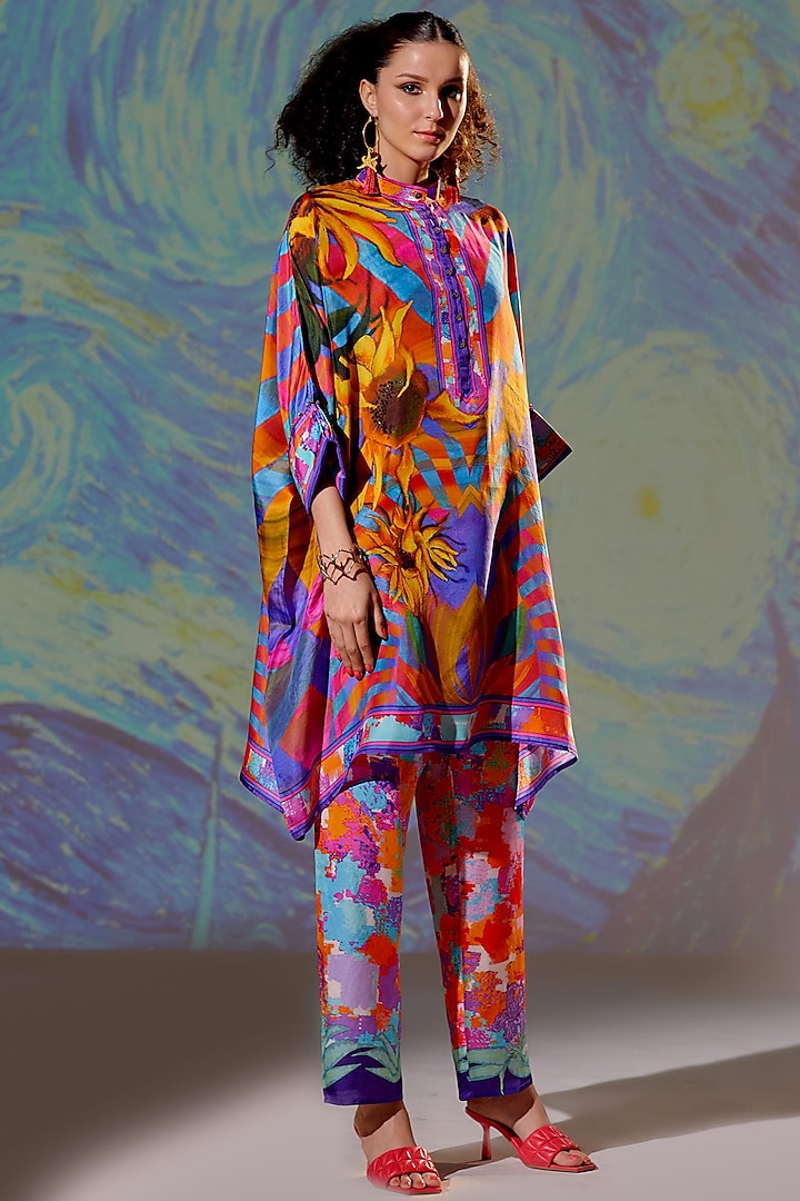 Multi-Colored Silk Tunic Set by Rajdeep Ranawat at Pernia's Pop Up Shop