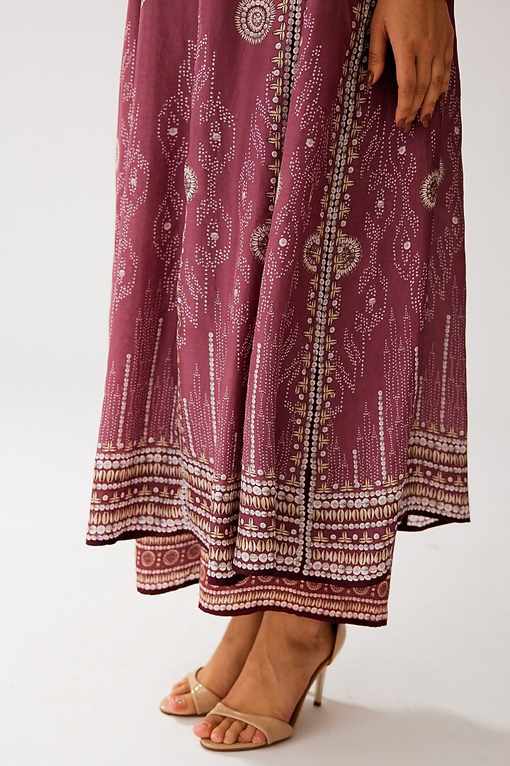 Vintage Rose Silk Printed Wedding Anarkali Set by Rajdeep Ranawat at Pernia's Pop Up Shop